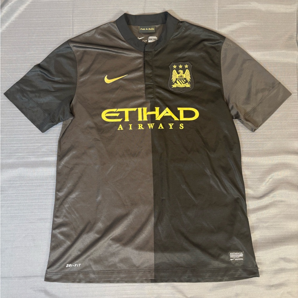 Nike Manchester City Authentic Dri-Fit Jersey | Etihad Airways | Black Gold | L